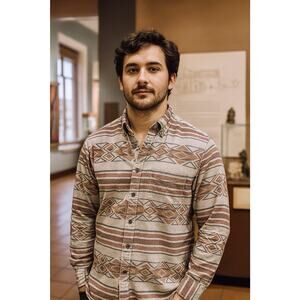 Eddie Bauer Tribal Print Everyday Flex Button Up Flannel Shirt Mens Size L